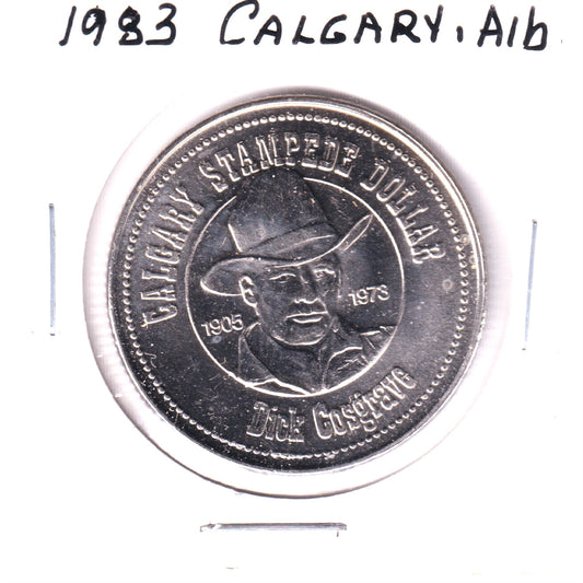 1983 Calgary Stampede Dollar Trade Token: Chuckwagon Races