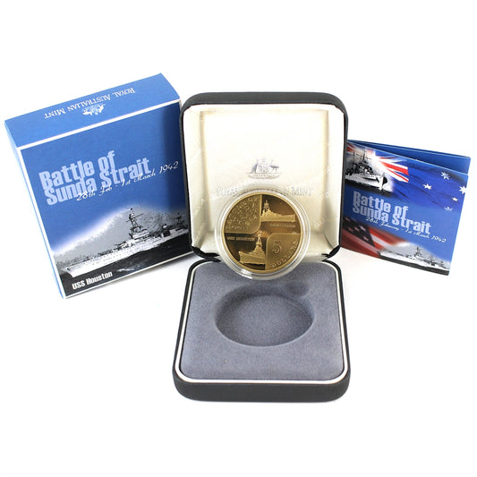 Australia 2022 $5 Battle of Sunda Strait Proof Coin in Case (Impaired)
