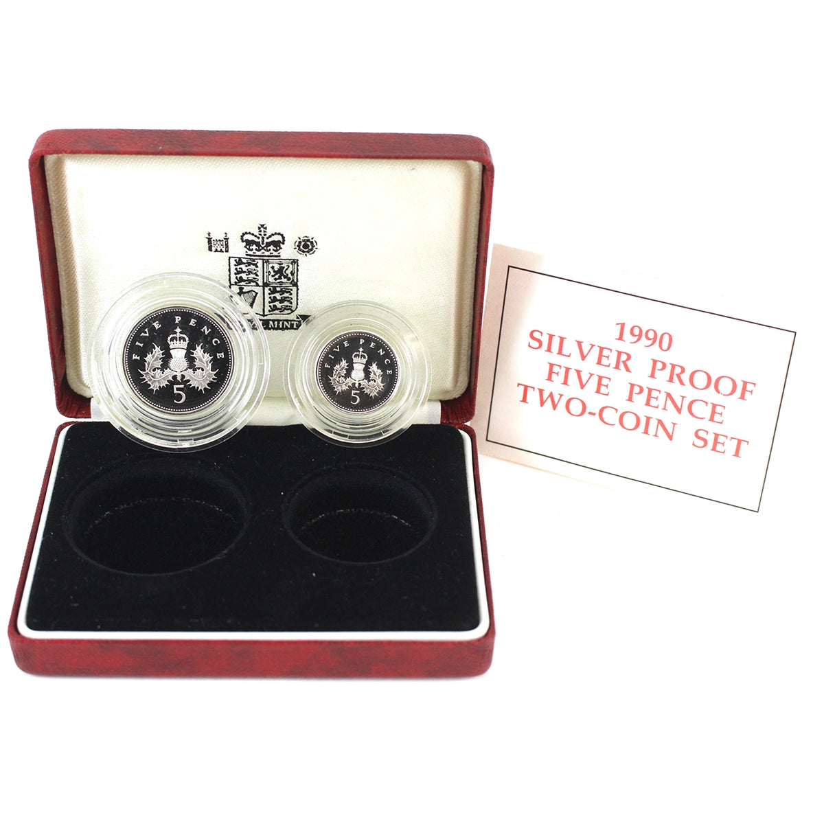 Great Britain 1990 Sterling Silver Proof 5 Pence Two-coin Set in Case (Issues)