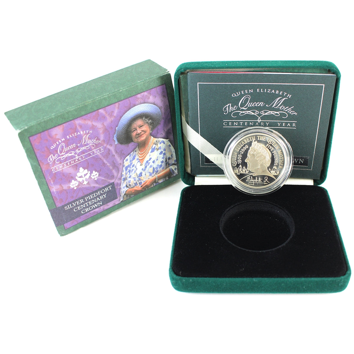 Great Britain 2000 5 Pounds The Queen Mother Centenary Silver Piedfort (Impaired)