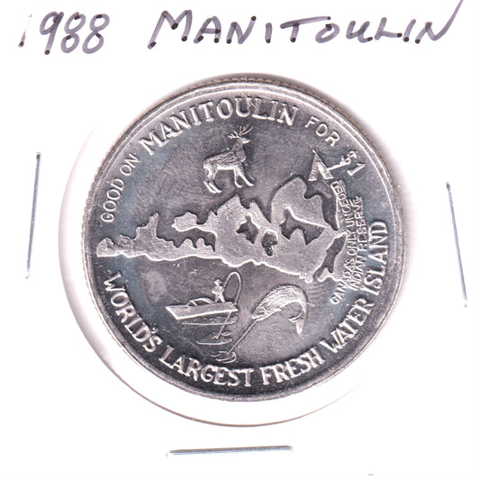 1988 Manitoulin Island, Ontario, Haweater Dollar Trade Token (Lightly toned)