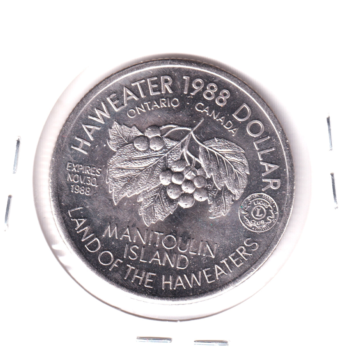 1988 Manitoulin Island, Ontario, Haweater Dollar Trade Token (Lightly toned)