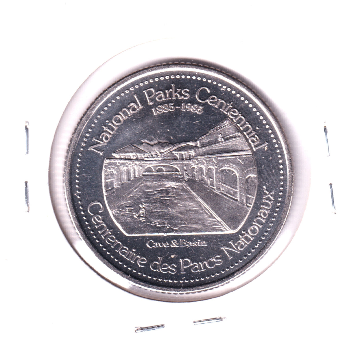 1985 Banff, AB, Trade Dollar Token: National Parks Centennial, Cave & Basin NHS