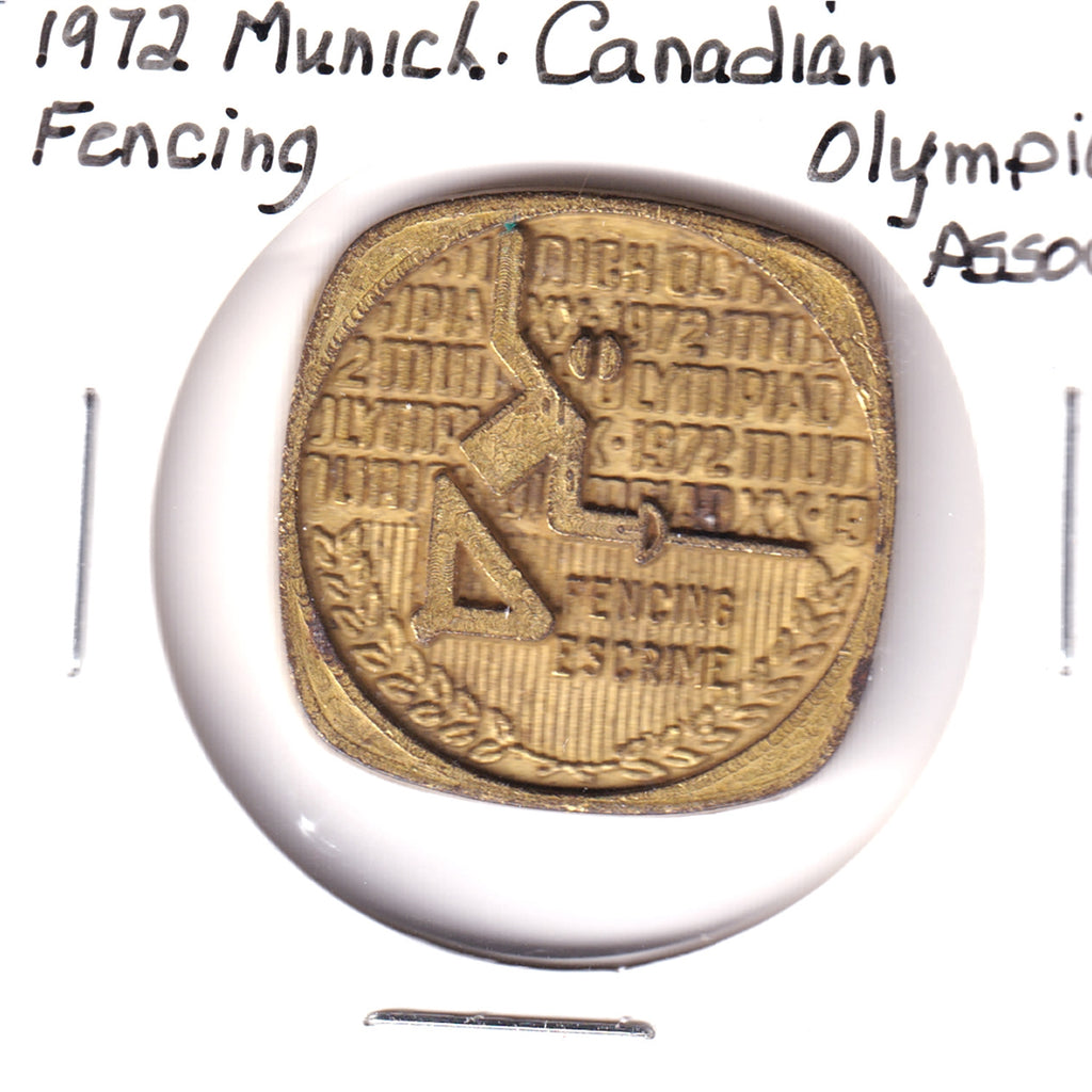 1972 Munich Games Canadian Olympic Association Medallion: Fencing