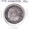 1978 Winnipeg Cree-Red River Indian Dollar Trade Token: Chief Gordon Lathlin