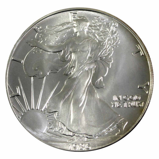 1986 US $1 American Eagle 1oz Silver (No Tax) Lightly Toned - First Year of Release!