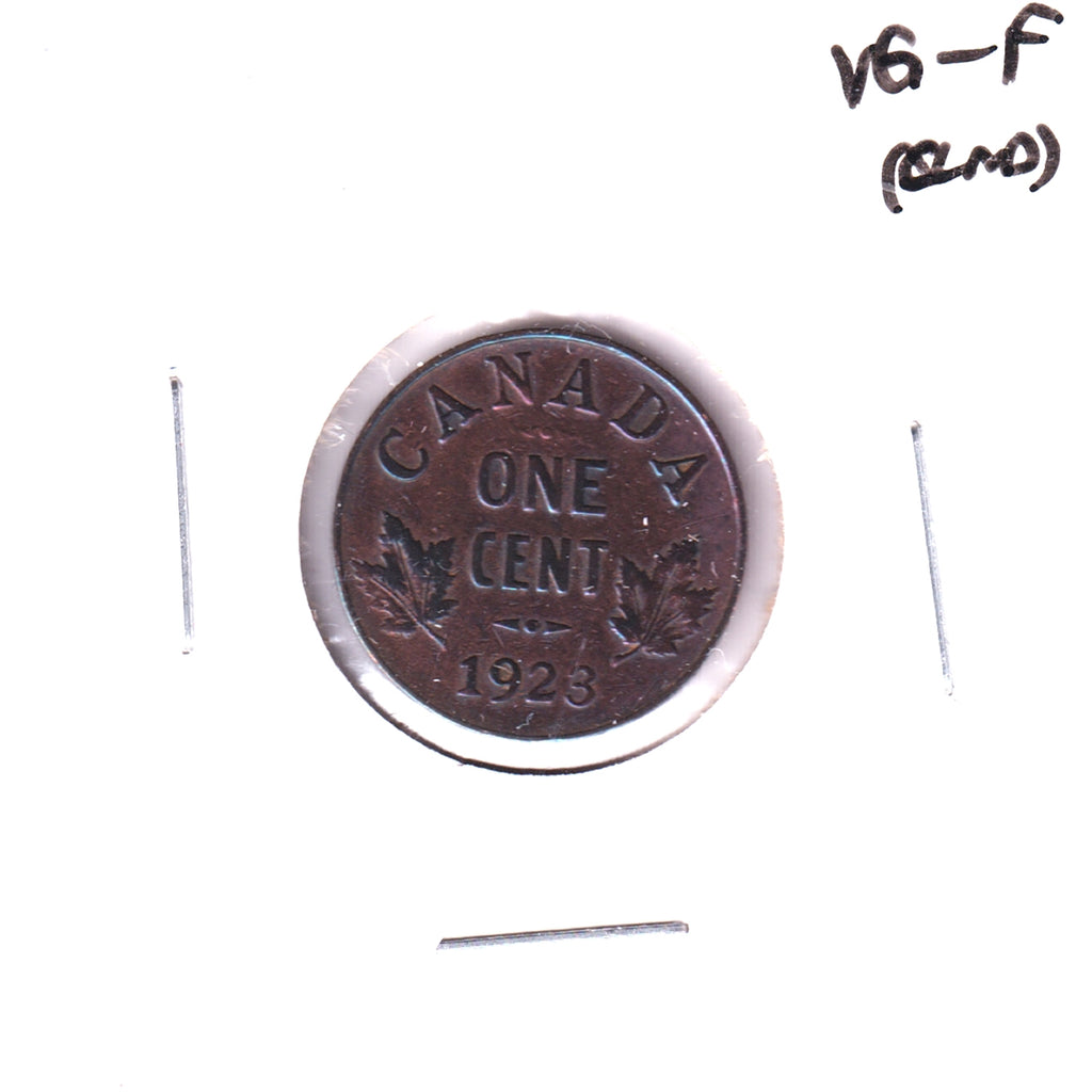 1923 Canada 1-cent, VG-F (VG10) Cleaned, Scratched or Impaired