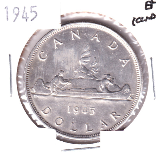1945 Canada Dollar, Extra Fine (EF40) Scratched, Cleaned, or Impaired