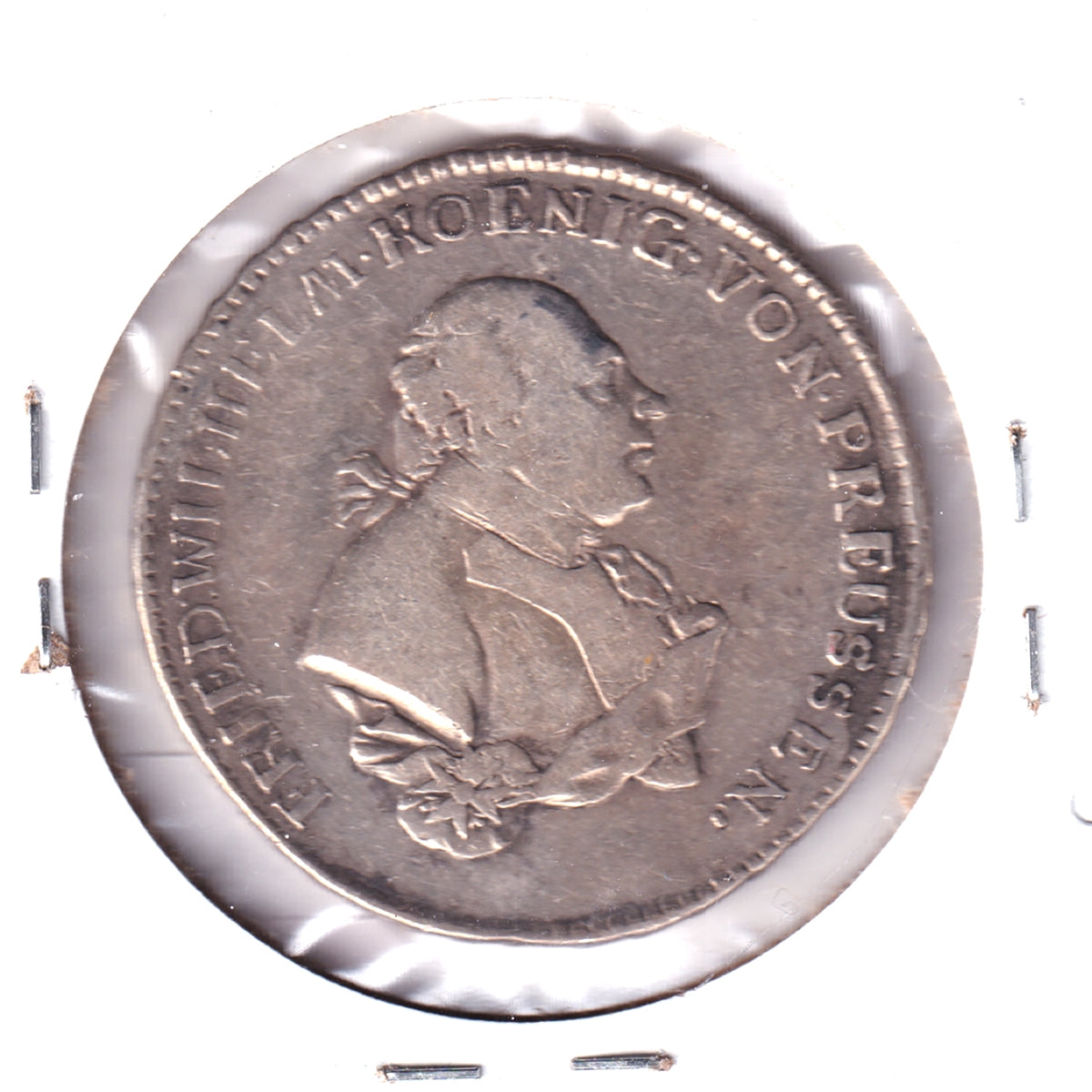 German States 1792 Prussia 2/3 Thaler, .720 Silver, F-VF (F15) Previously Mounted