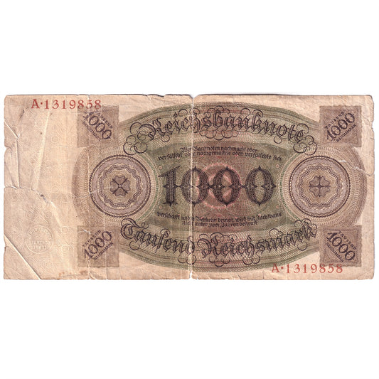 Germany 1924 1000 Reichsmark Note, Pick #179, VG (Tears)