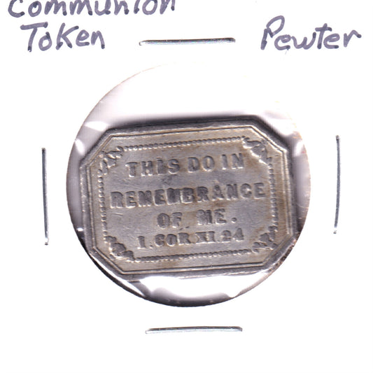 Vintage Last Supper Pewter Communion Token: "Do This In Remembrance of Me"