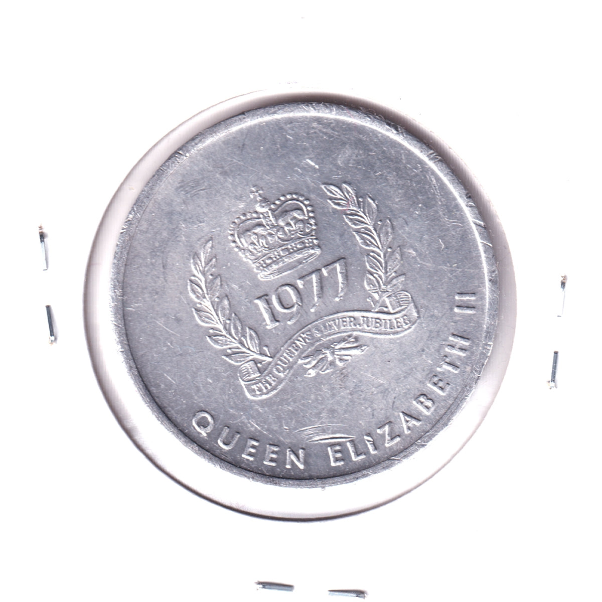 1977 British Columbia Queen Elizabeth II Silver Jubilee Aluminum Medalet