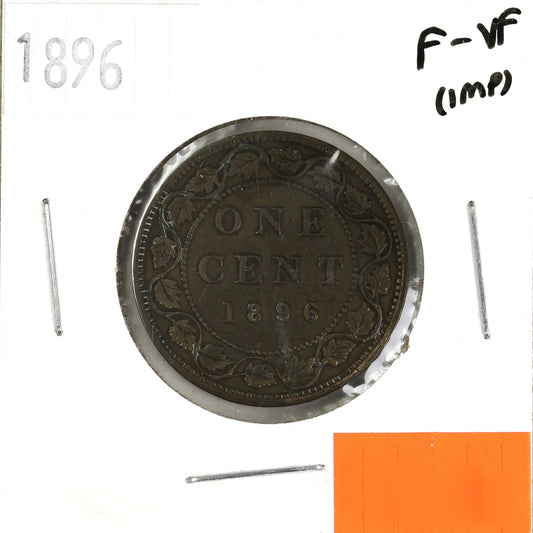 1896 Canada 1-cent F-VF (F15) Scratched, Cleaned or Impaired