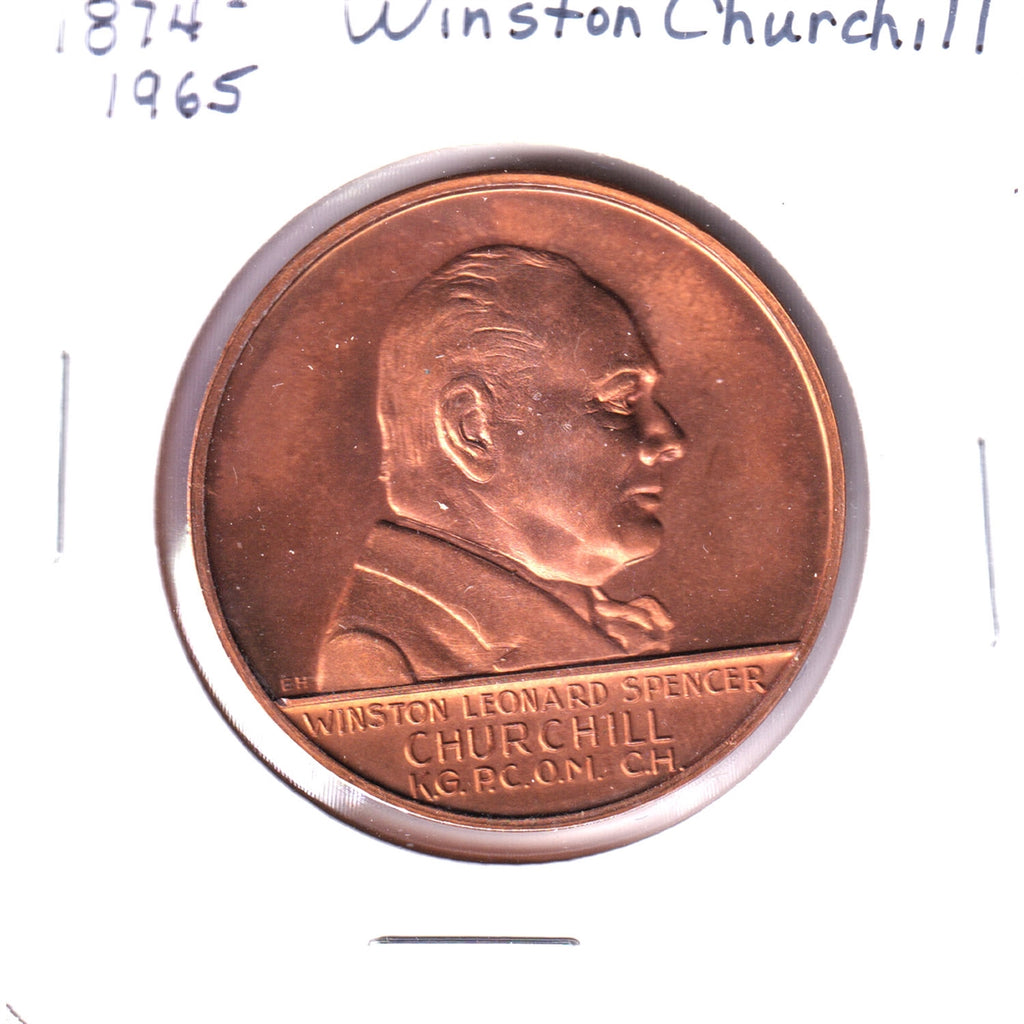1965 Winston Churchill Medallion: A Golden Glorious Legend in His Own Lifetime (Spots)