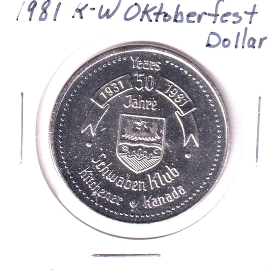 1981 Kitchener-Waterloo Oktoberfest Trade Dollar: Schwaben Klub 50 Years