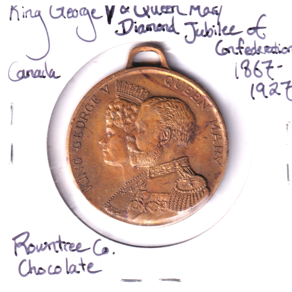 1927 Rowntree Co. Diamond Jubilee of Confederation Medal (Toned)