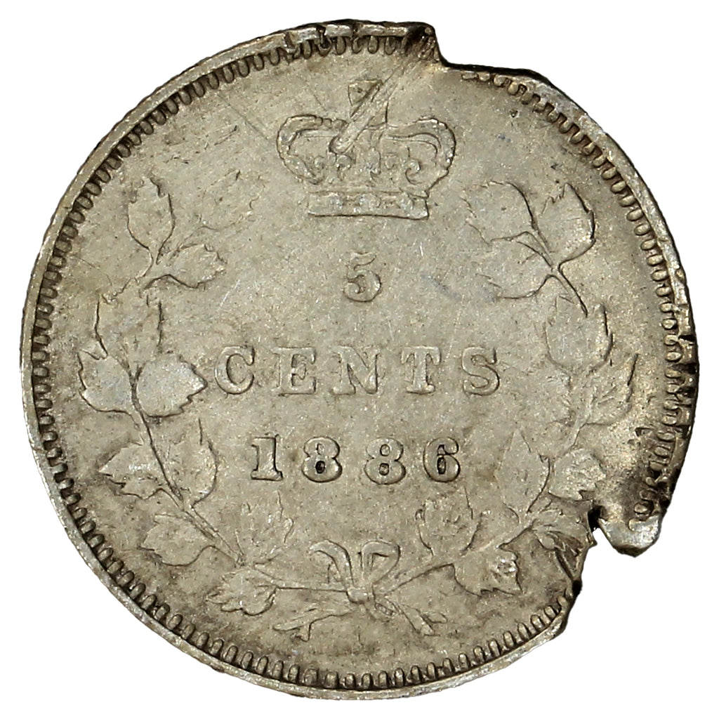 1886 Small 6 Canada 5-cents VF-EF (VF30) (Impaired)