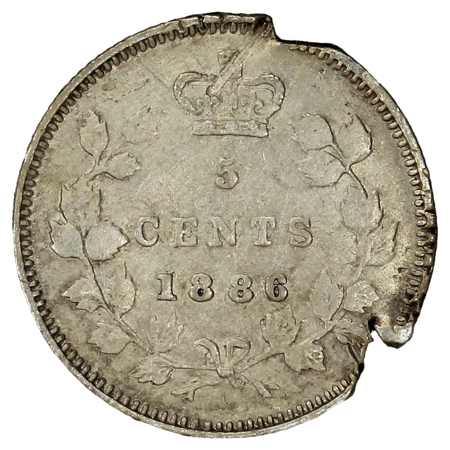 1886 Small 6 Canada 5-cents VF-EF (VF30) (Impaired)