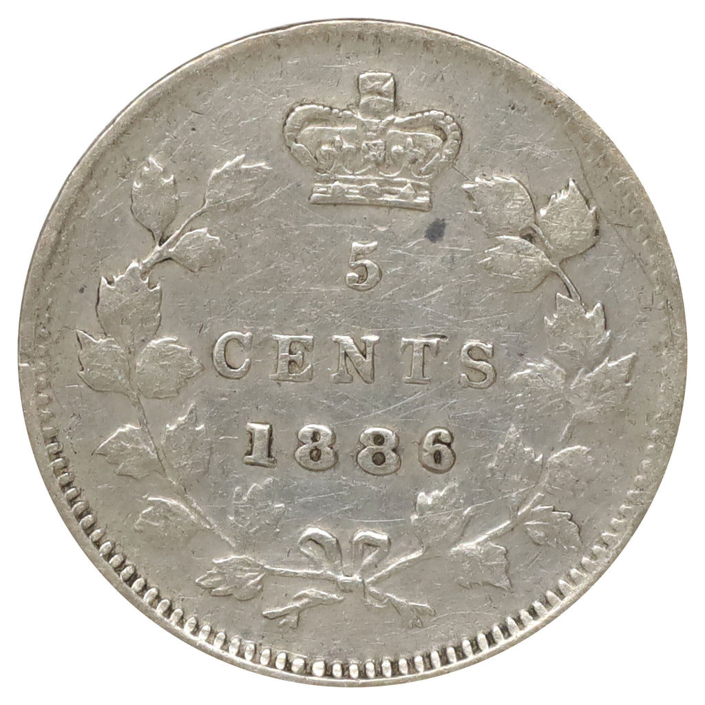 1886 Small 6 Canada 5-cents VF-EF (VF30) (Impaired)