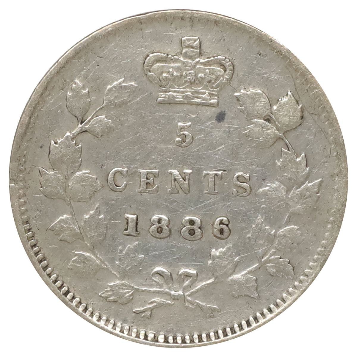 1886 Small 6 Canada 5-cents VF-EF (VF30) (Impaired)