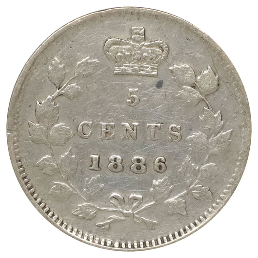 1886 Small 6 Canada 5-cents VF-EF (VF30) (Impaired)