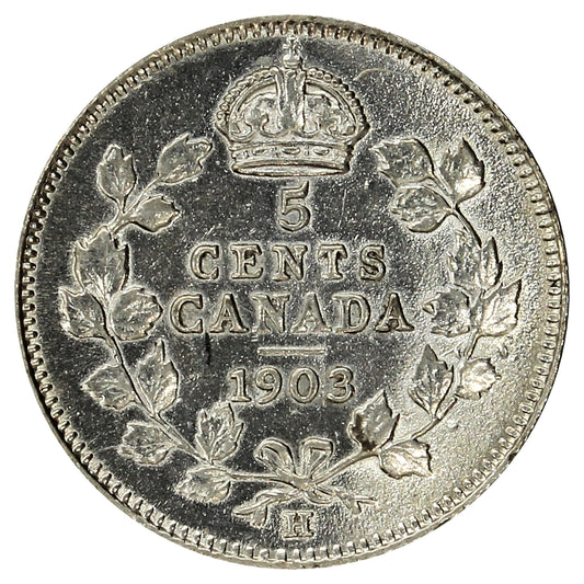 1903H Large H Canada 5-cents Extra Fine (EF40) (Impaired)