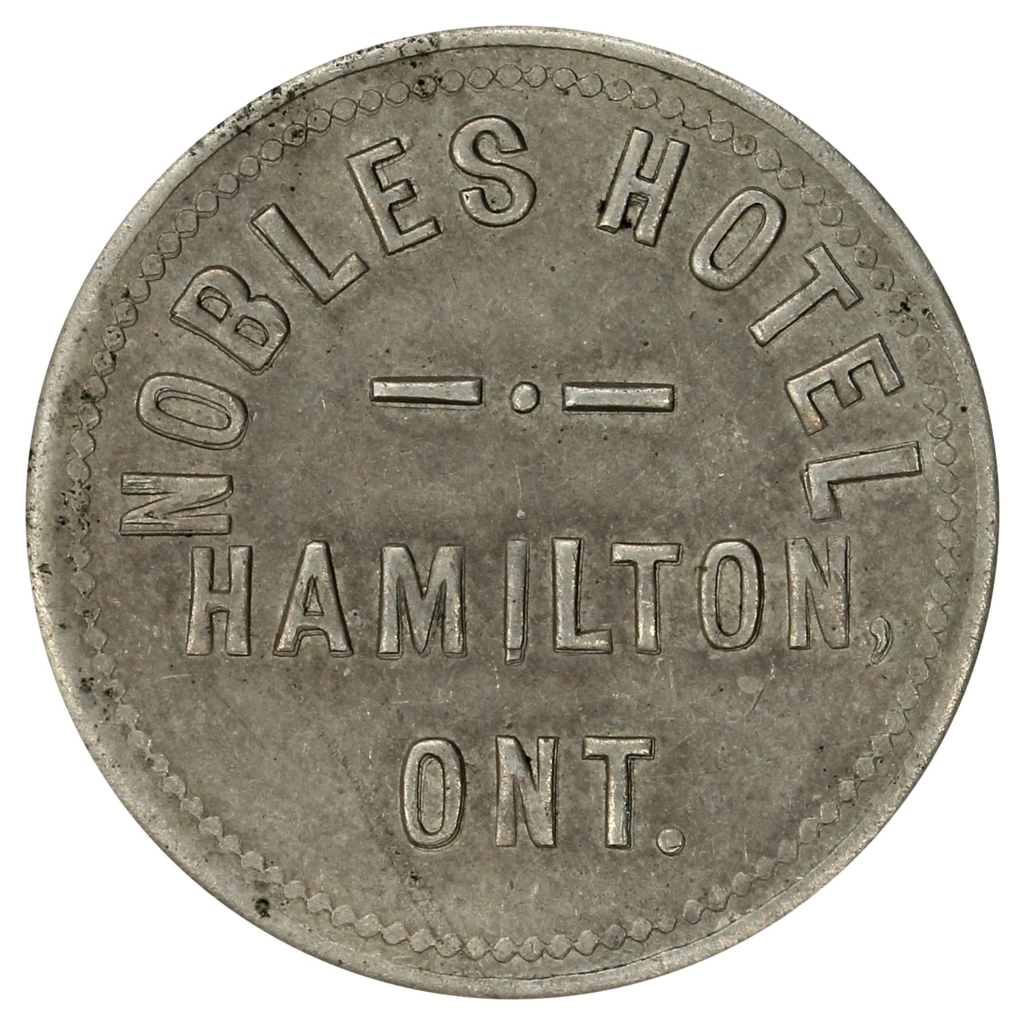 BR #776 Hamilton, ON, Nobles Hotel 5-cent Trade Token Extra Fine (EF40)