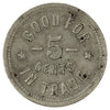 BR #776 Hamilton, ON, Nobles Hotel 5-cent Trade Token Extra Fine (EF40)