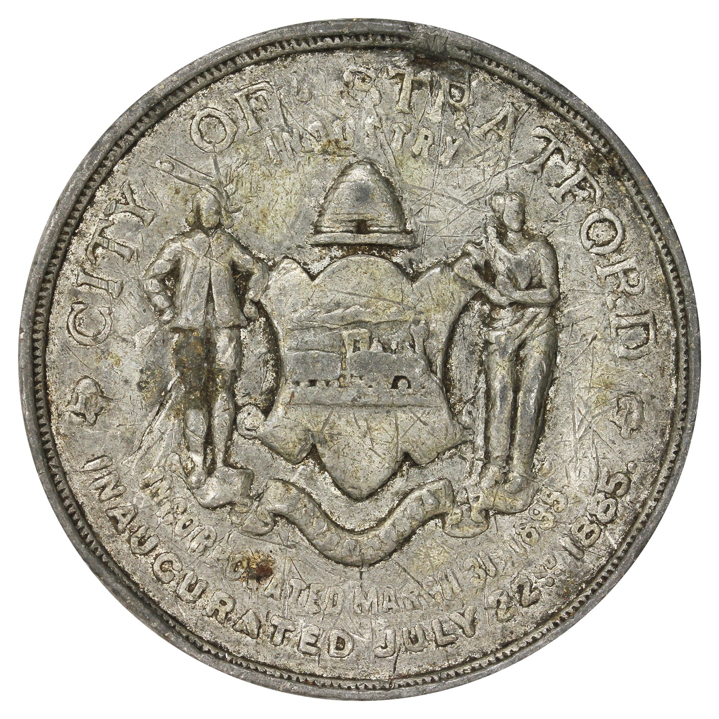 1885 Stratford, ON, Incorporation Commemorative Medal Very Fine (VF20)