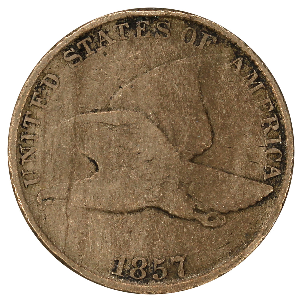 1857 USA Cent Fine (F12) (Rim Ding)