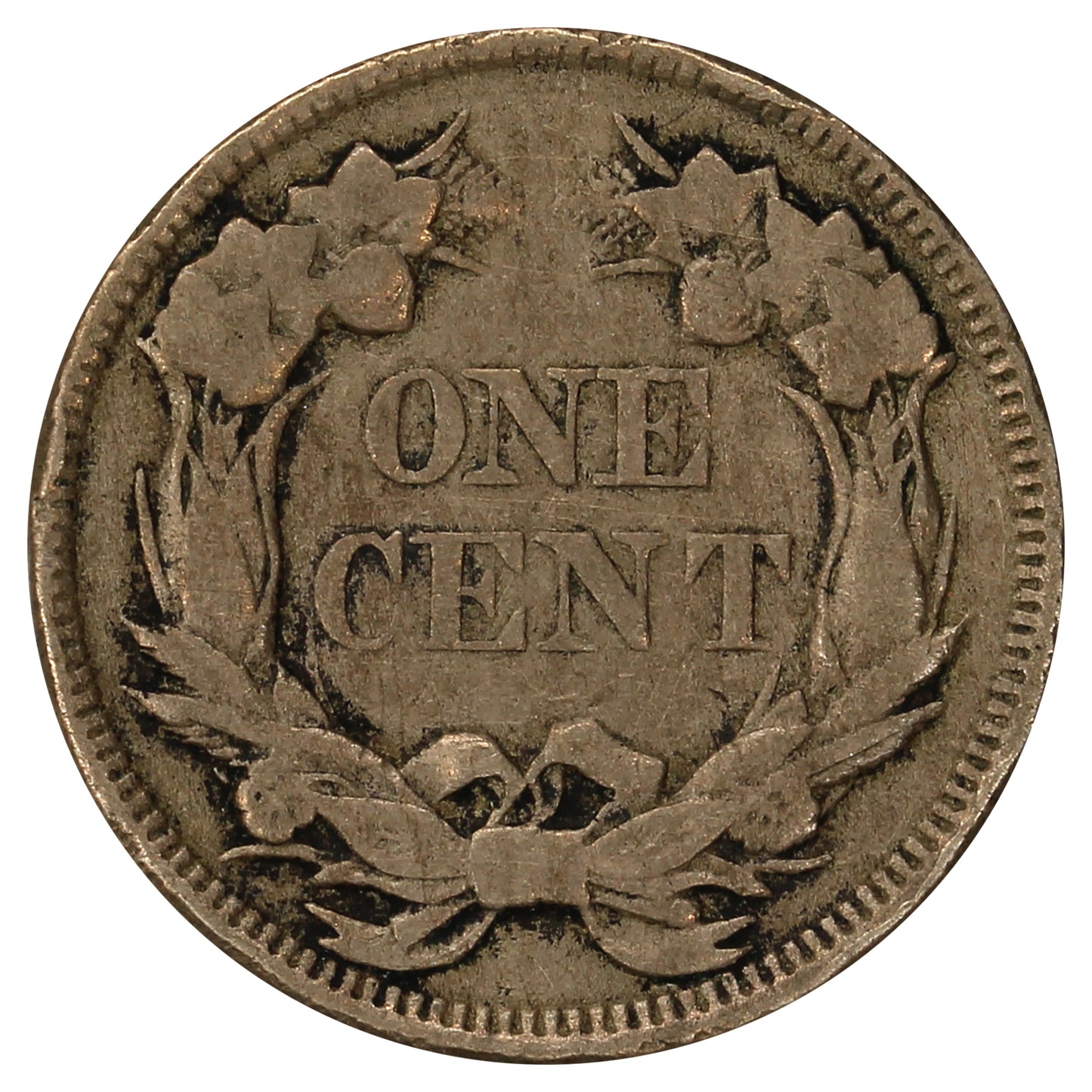 1857 USA Cent Fine (F12) (Rim Ding)