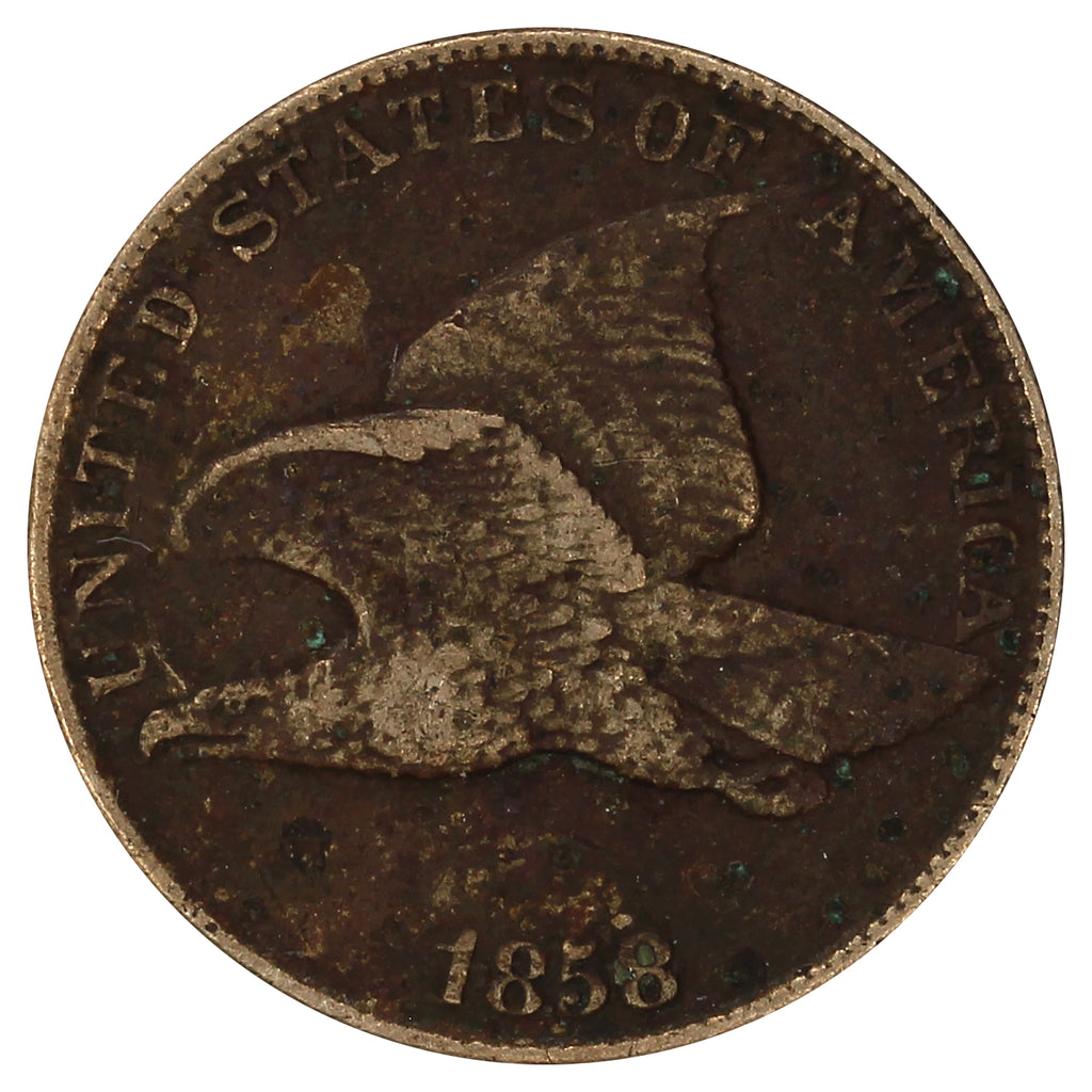 1858 Large Letters USA Cent Extra Fine (EF40) (Impaired)
