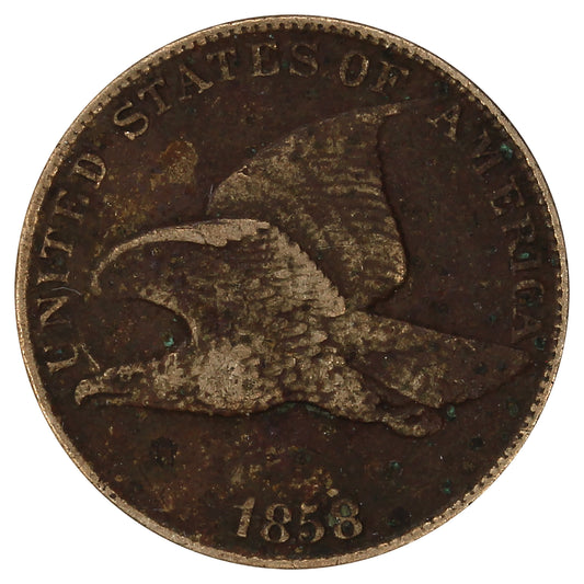 1858 Large Letters USA Cent Extra Fine (EF40) (Impaired)