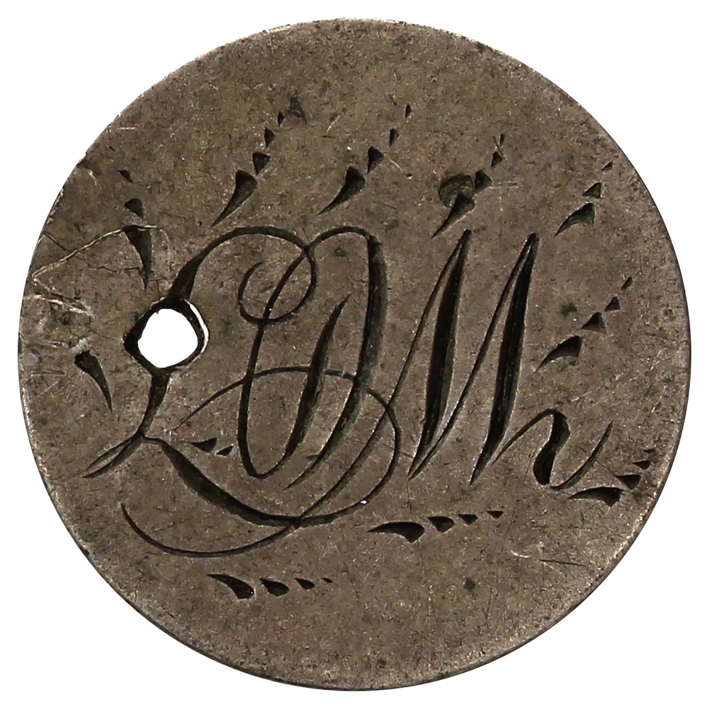 Love Token Struck on 1854 USA Seated Liberty Dime G-VG (G6) (Hole)