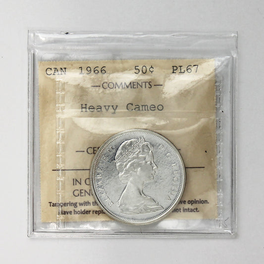1966 Canada 50-cents ICCS Certified PL67 Heavy Cameo (Toned)