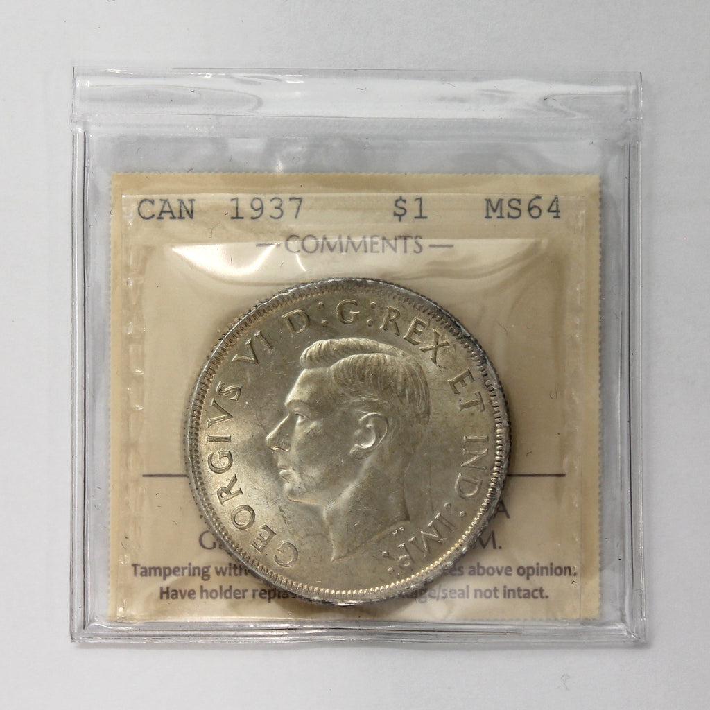 1937 Canada Dollar ICCS Certified MS64 (Toned)