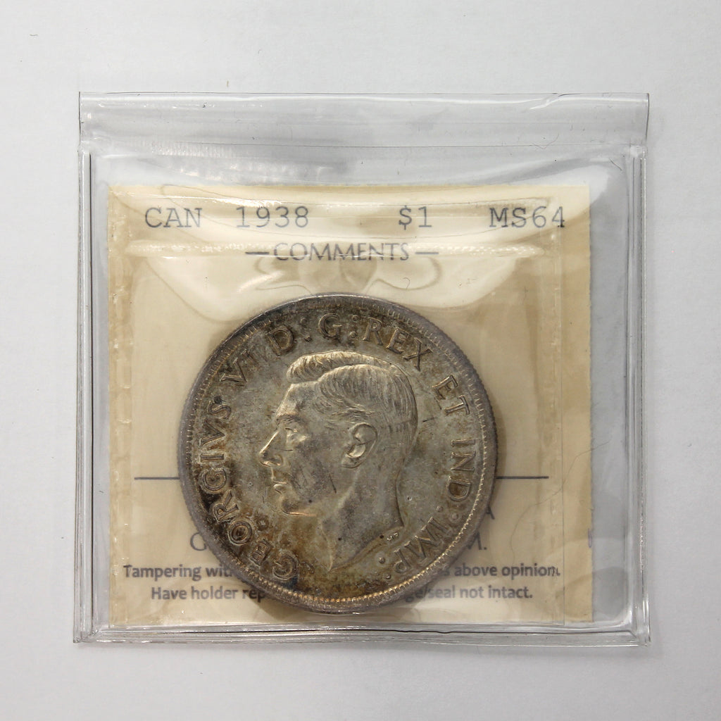 1938 Canada Dollar ICCS Certified MS64 (Toned)