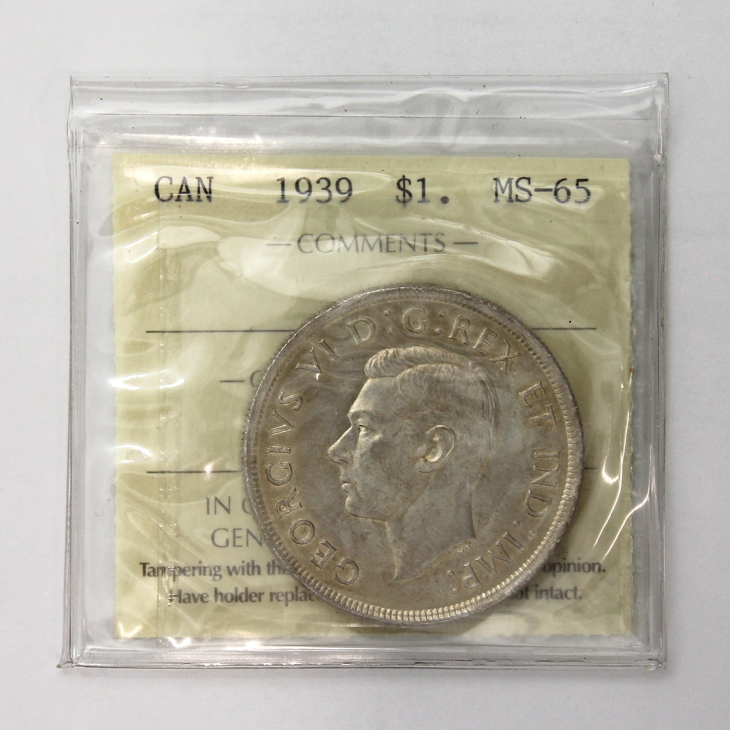 1939 Canada Dollar ICCS Certified MS65 (Lightly Toned)