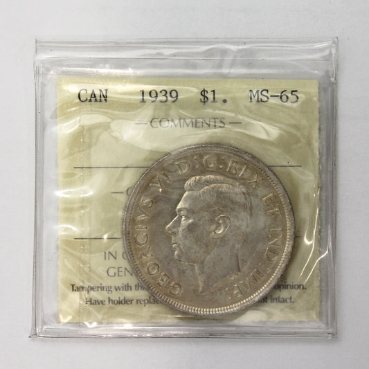 1939 Canada Dollar ICCS Certified MS65 (Lightly Toned)