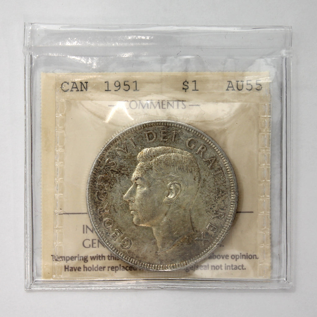 1951 Canada Dollar ICCS Certified AU55 (Toned)