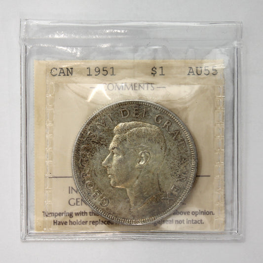 1951 Canada Dollar ICCS Certified AU55 (Toned)