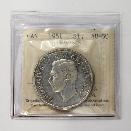 1951 Canada Dollar ICCS Certified AU50 (Toned)