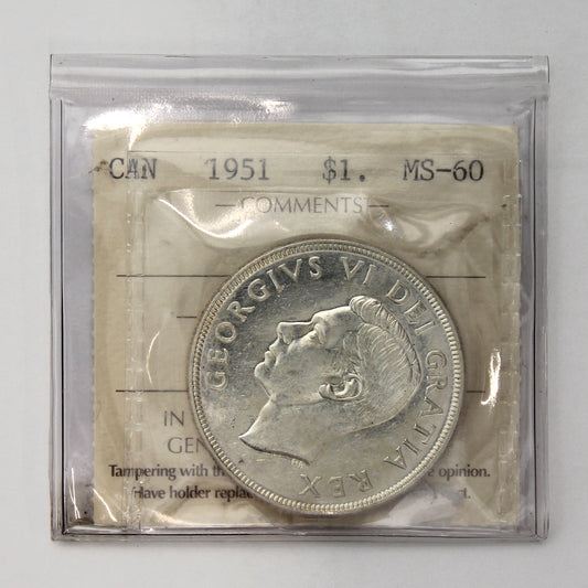 1951 Canada Dollar ICCS Certified MS60 (Toned)