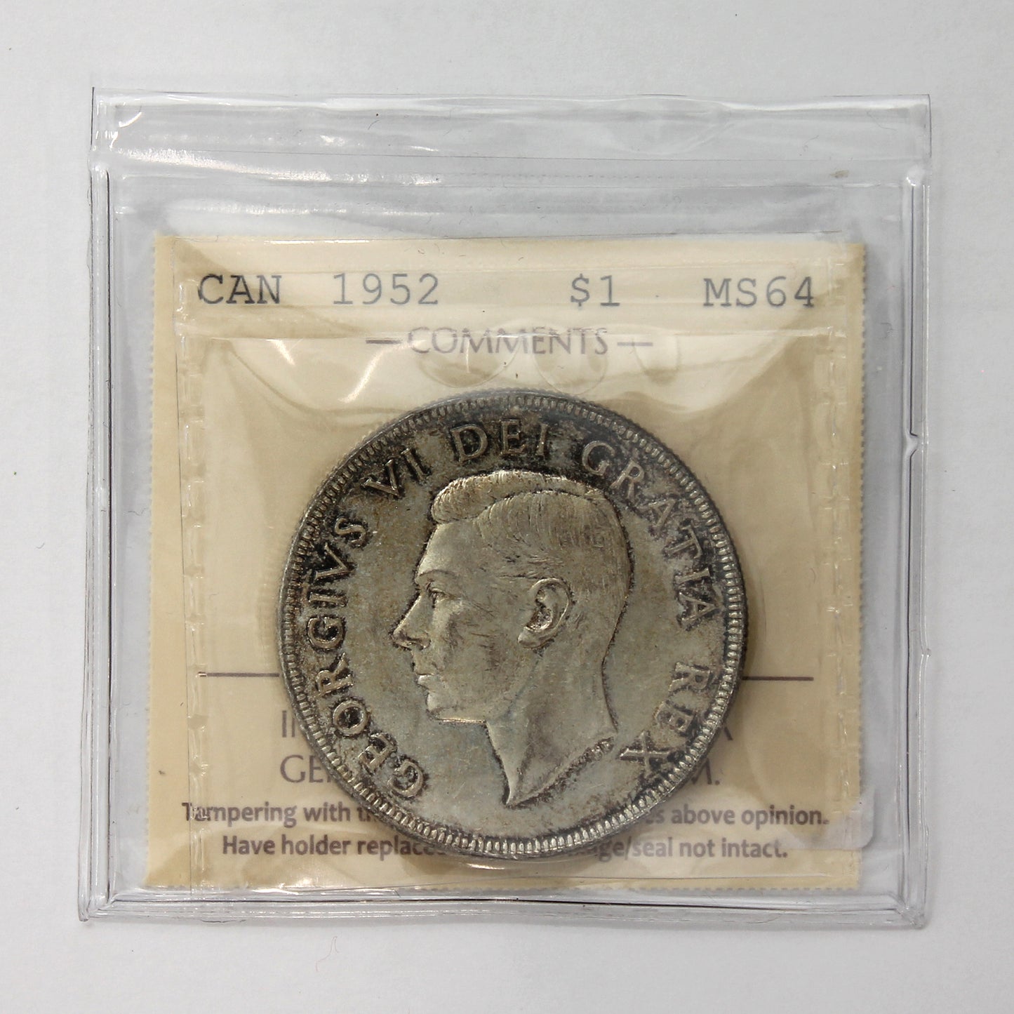 1952 WL Canada Dollar ICCS Certified MS64 (Toned)