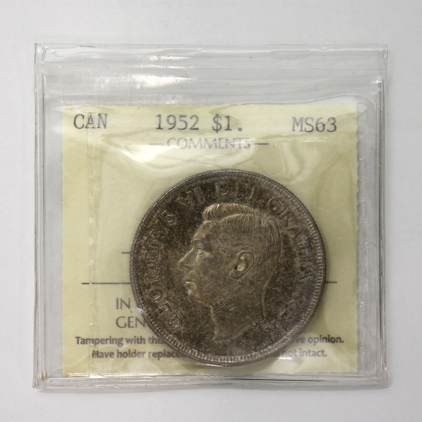 1952 WL Canada Dollar ICCS Certified MS63 (Toned)