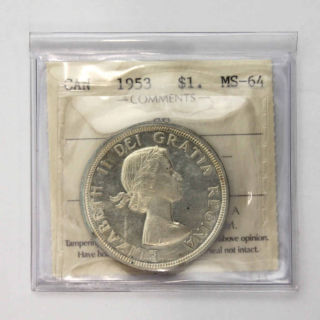 1953 SF Canada Dollar ICCS Certified MS64 (Toned)