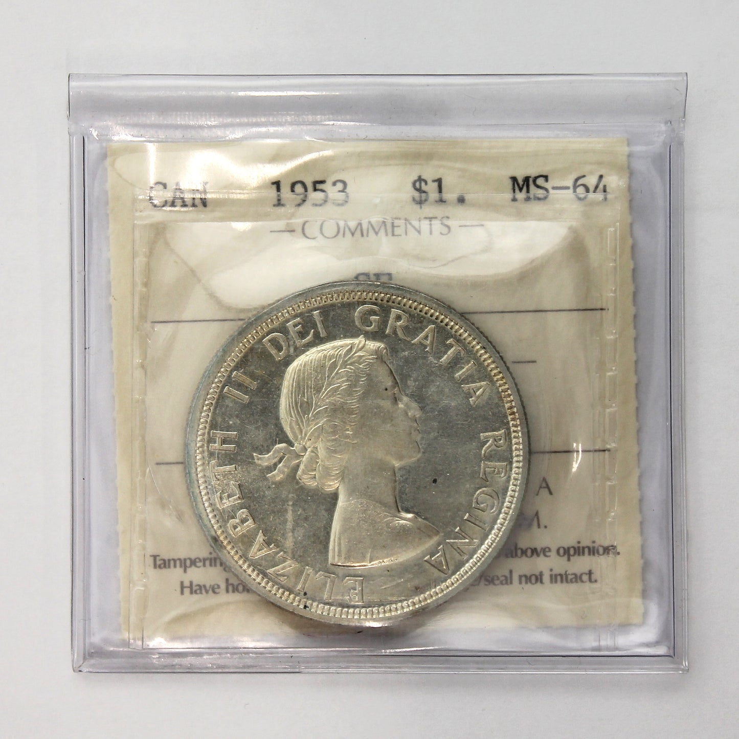 1953 SF Canada Dollar ICCS Certified MS64 (Toned)
