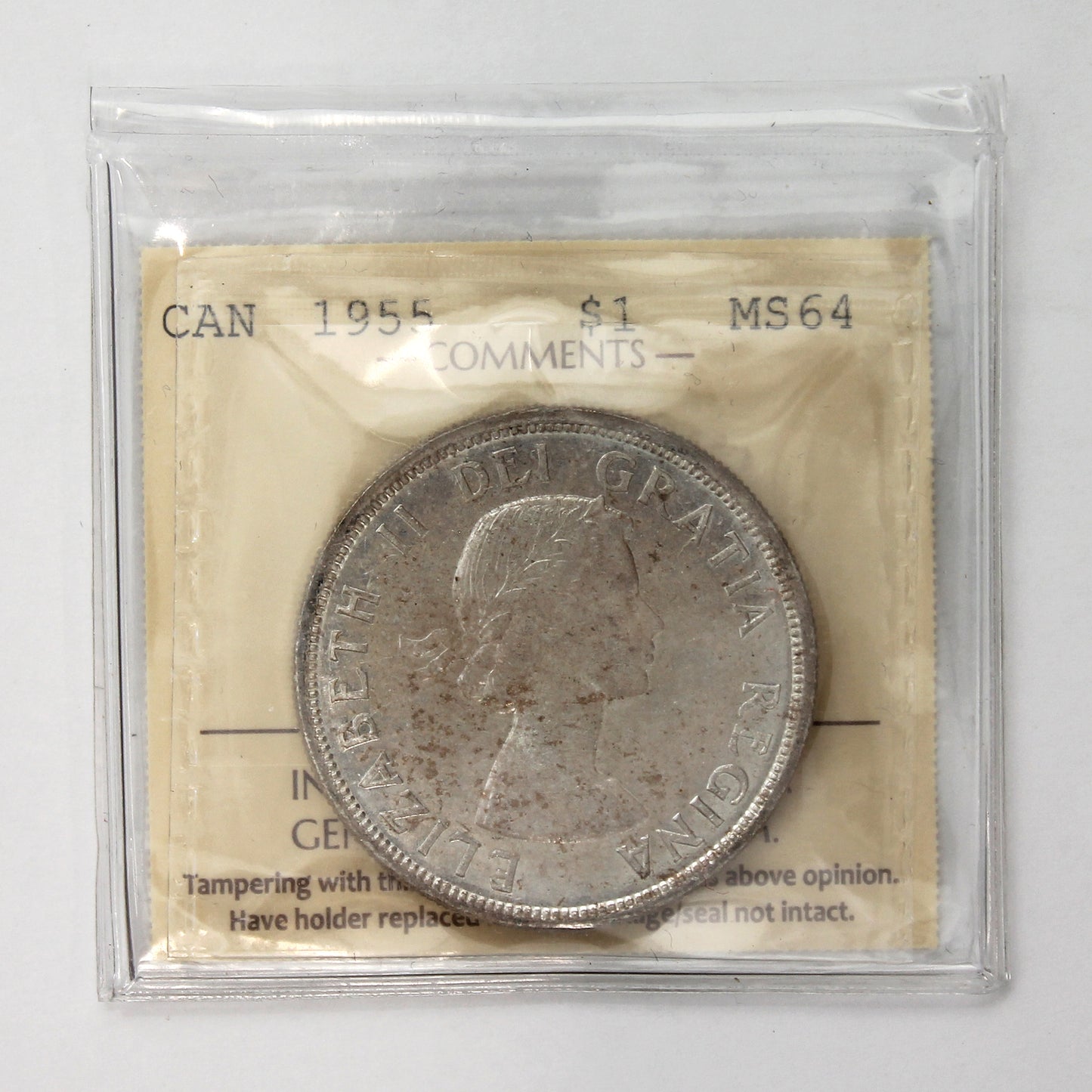 1955 Canada Dollar ICCS Certified MS64 (Toned)