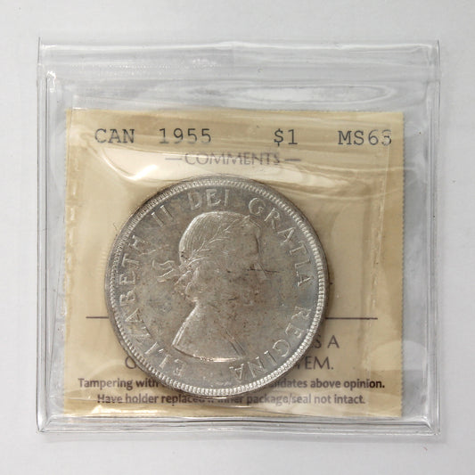 1955 Canada Dollar ICCS Certified MS63 (Toned)