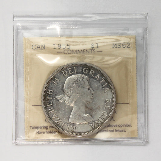1955 Canada Dollar ICCS Certified MS62 (Toned)